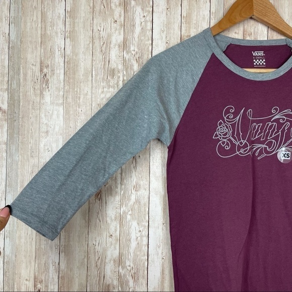 Vans Scripted Rose Baseball Tee Sz XS - Picture 3 of 8
